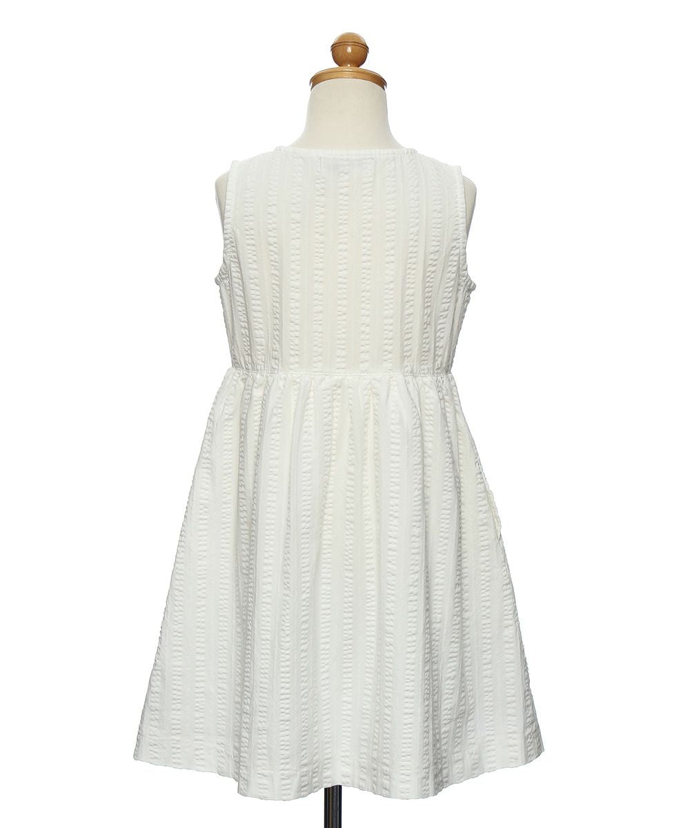 Striped Woven dress with lining Ivory torso