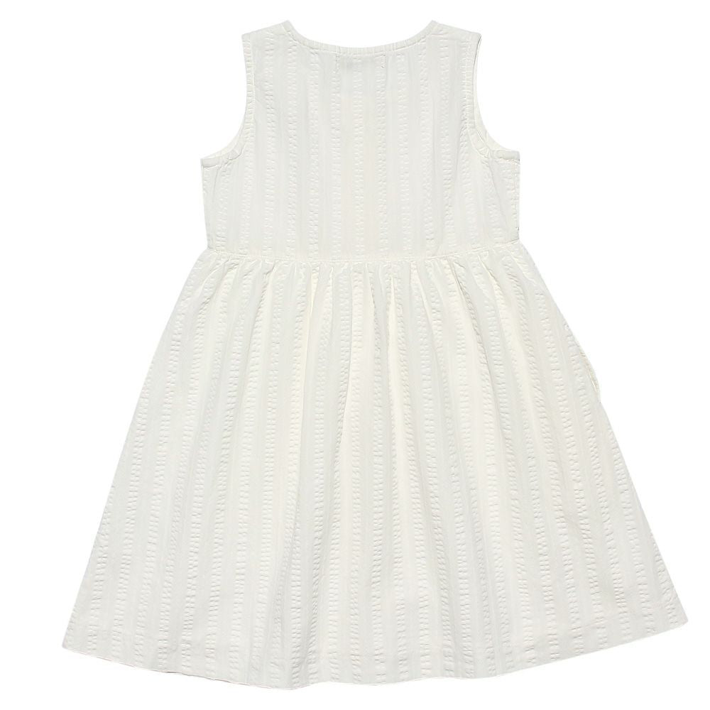 Striped Woven dress with lining Ivory back