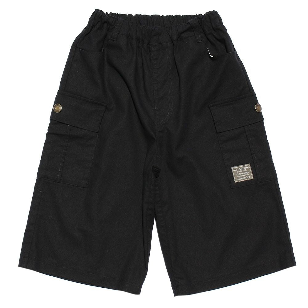Pocket shorts with waist rubber emblem Black front