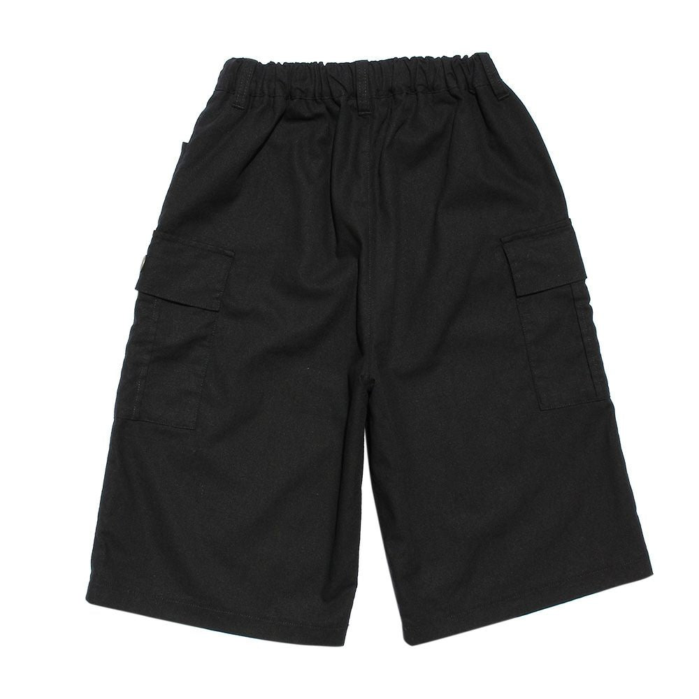 Pocket shorts with waist rubber emblem Black back