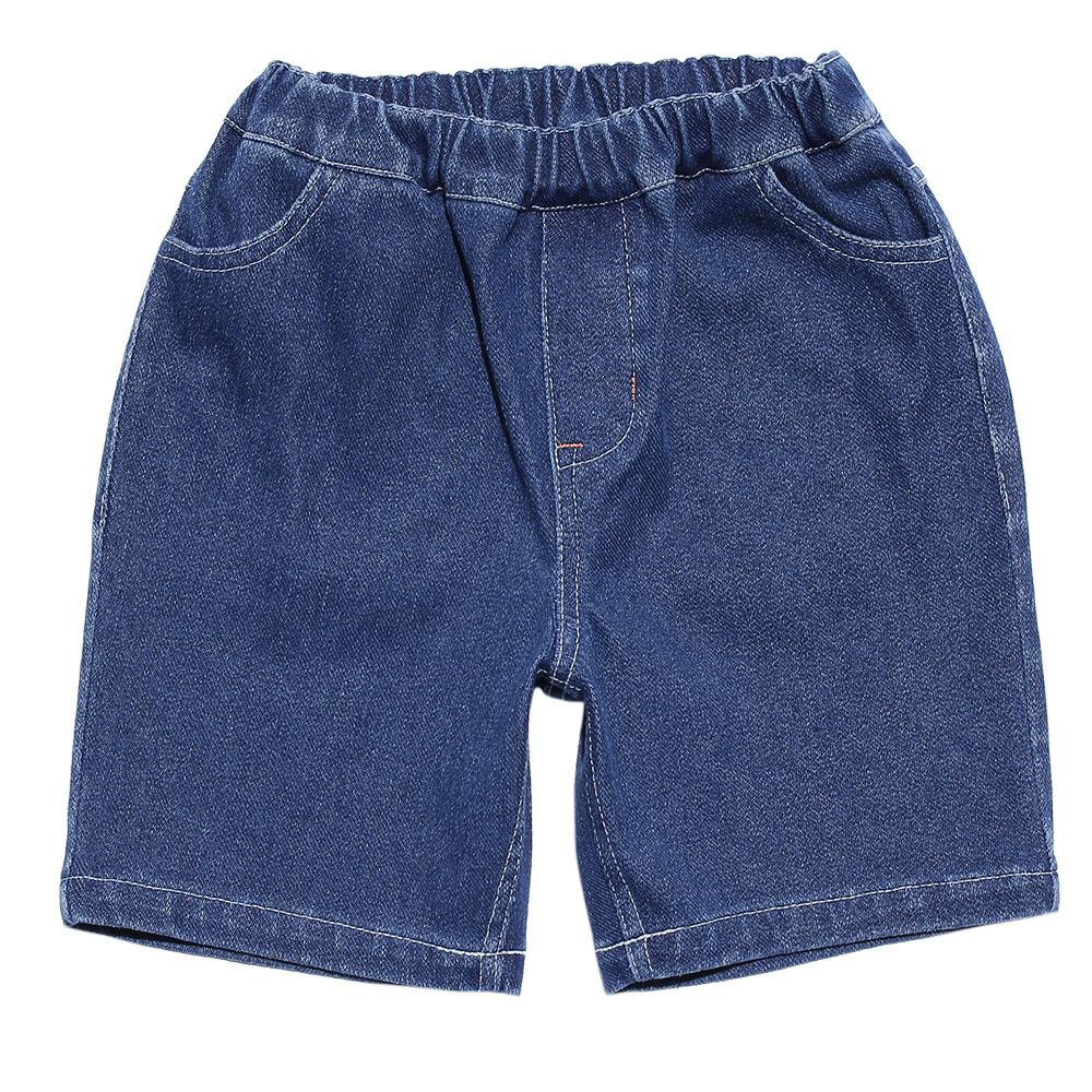 Baby size Rogotag Pocket knit denim pants Blue front