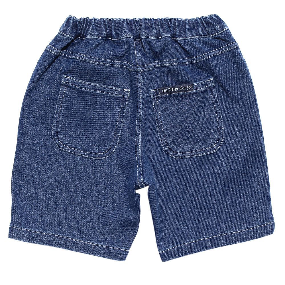 Baby size Rogotag Pocket knit denim pants Blue back