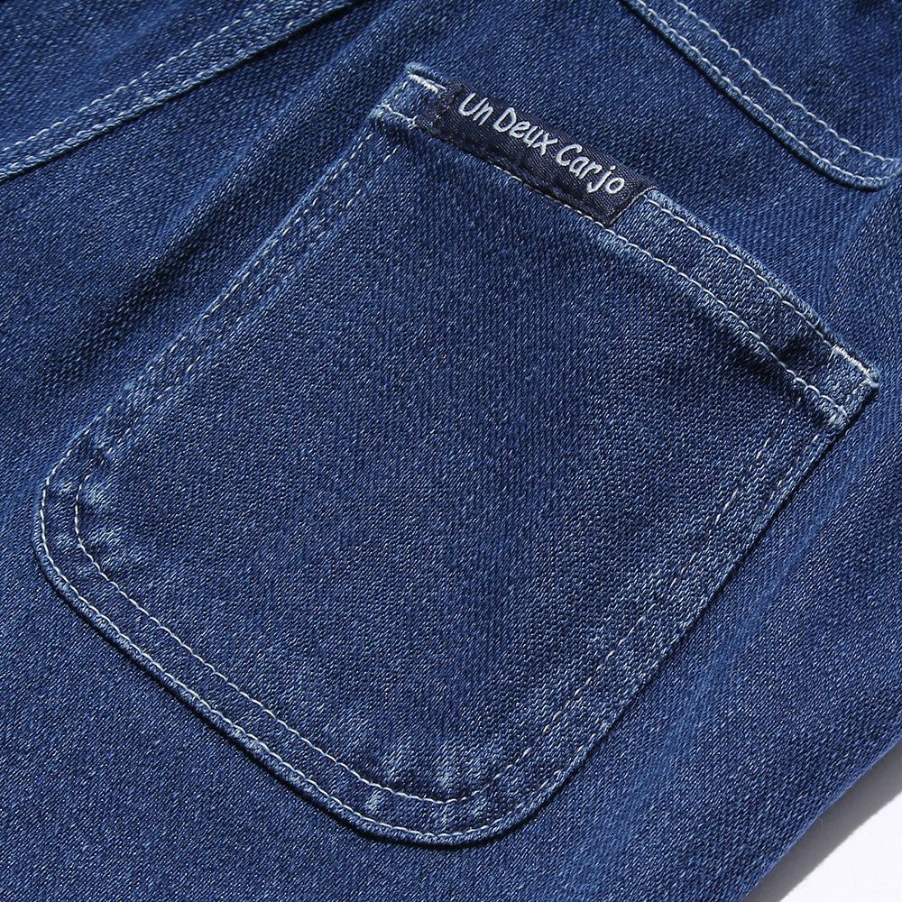 Baby size Rogotag Pocket knit denim pants Blue Design point 1