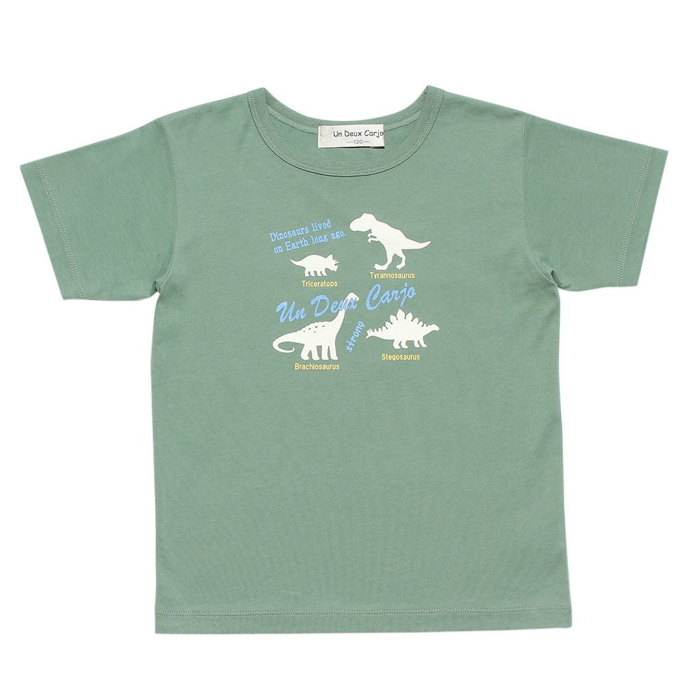 100 % cotton animal series Dinosaur print T -shirt Green front