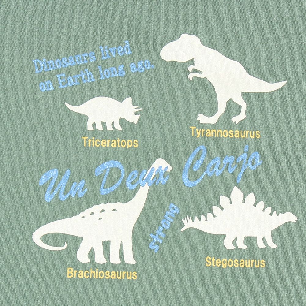100 % cotton animal series Dinosaur print T -shirt Green Design point 1