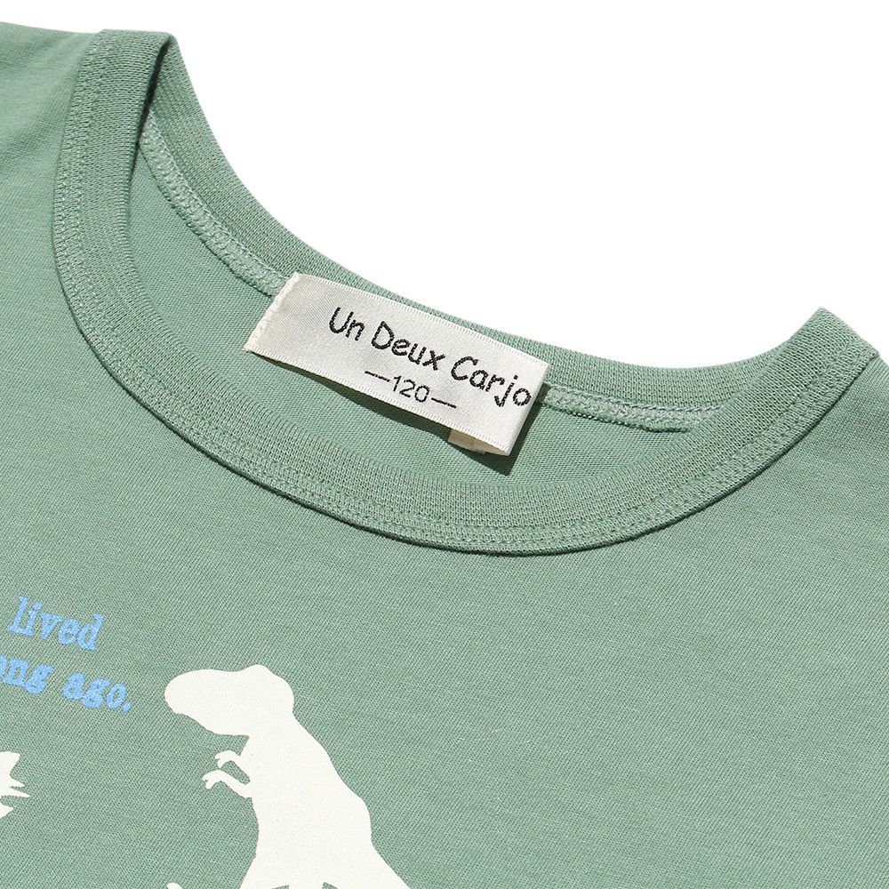 100 % cotton animal series Dinosaur print T -shirt Green Design point 2