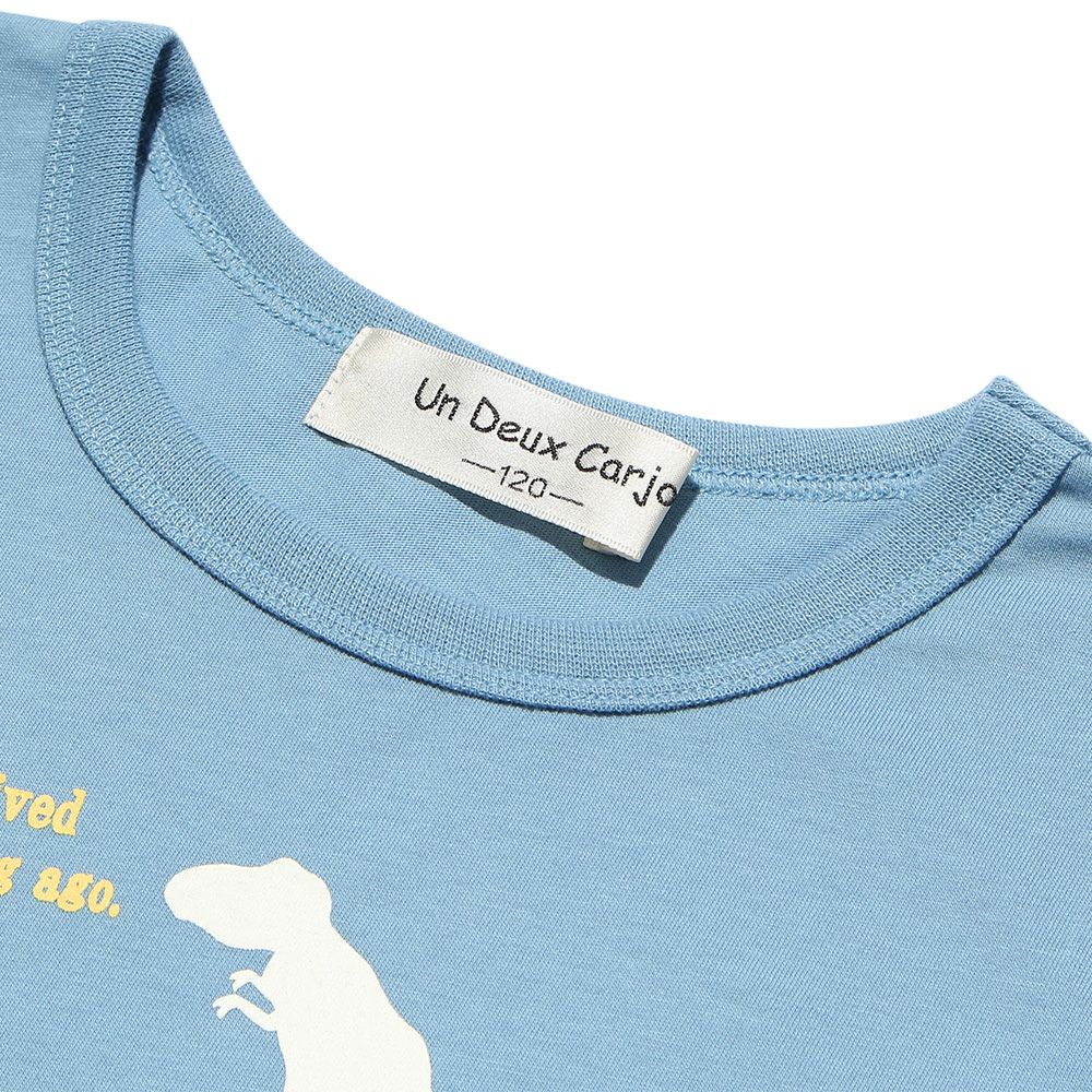 100 % cotton animal series Dinosaur print T -shirt Blue Design point 2