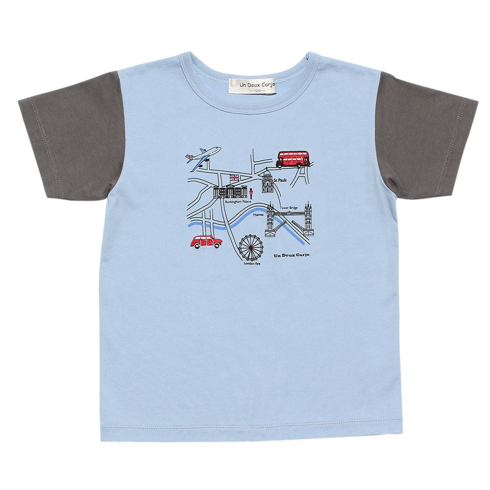 100 % cotton vehicle series London bus motif print T -shirt Blue front