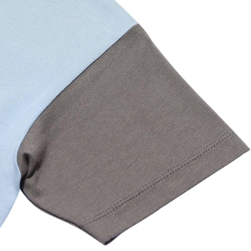 100 % cotton vehicle series London bus motif print T -shirt Blue Design point 2