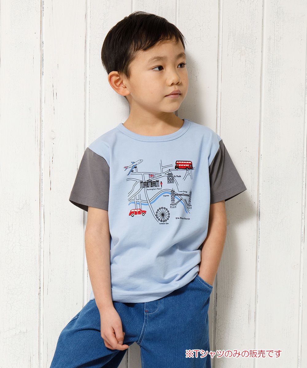 100 % cotton vehicle series London bus motif print T -shirt Blue model image 1