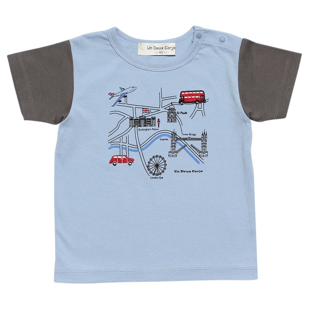 Baby size 100 % Cotton Series London Bus Motif Print T -shirt Blue front