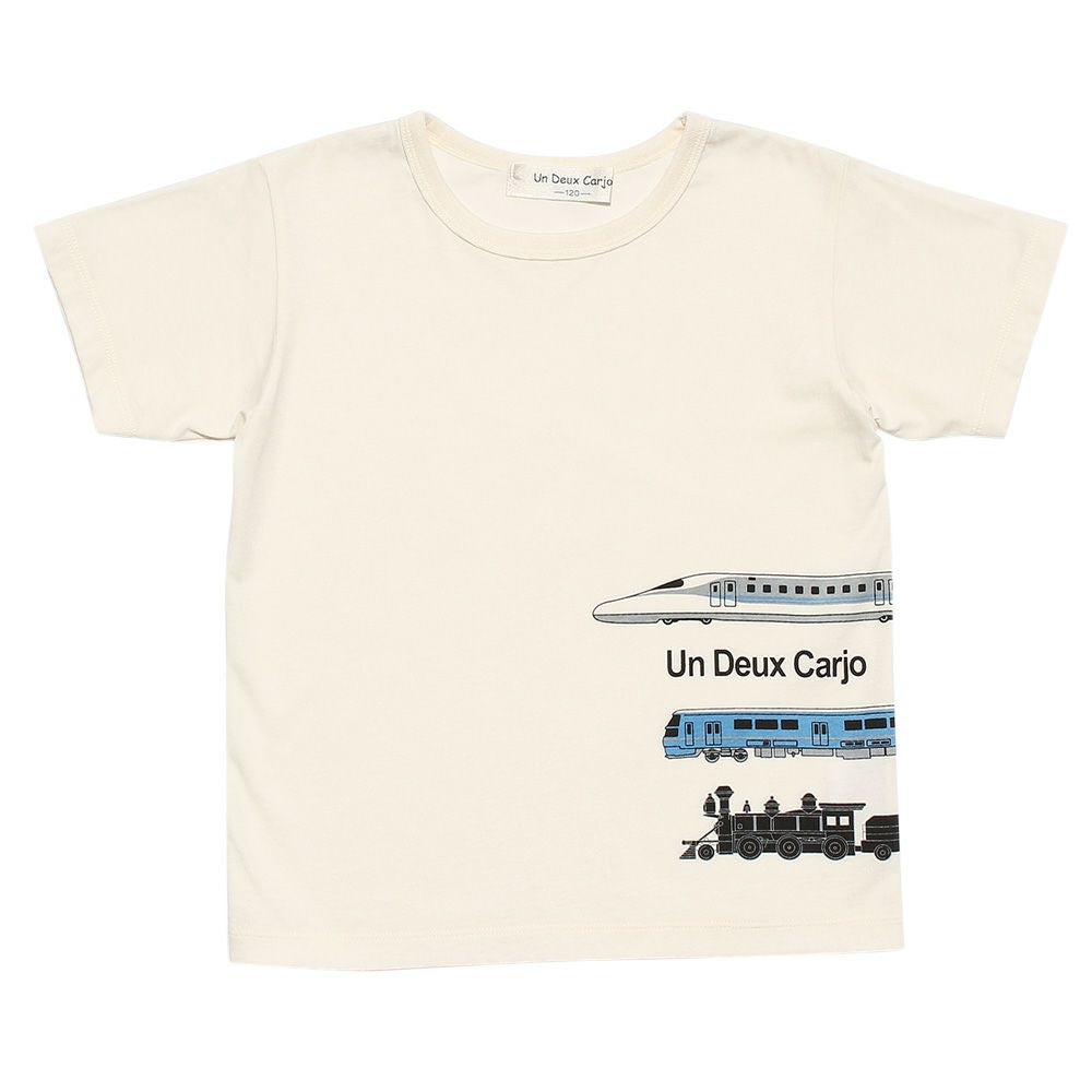 100 % cotton vehicle series train print T -shirt Ivory front