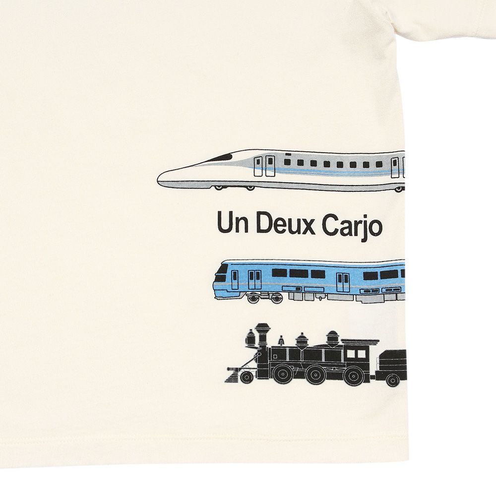 100 % cotton vehicle series train print T -shirt Ivory Design point 1