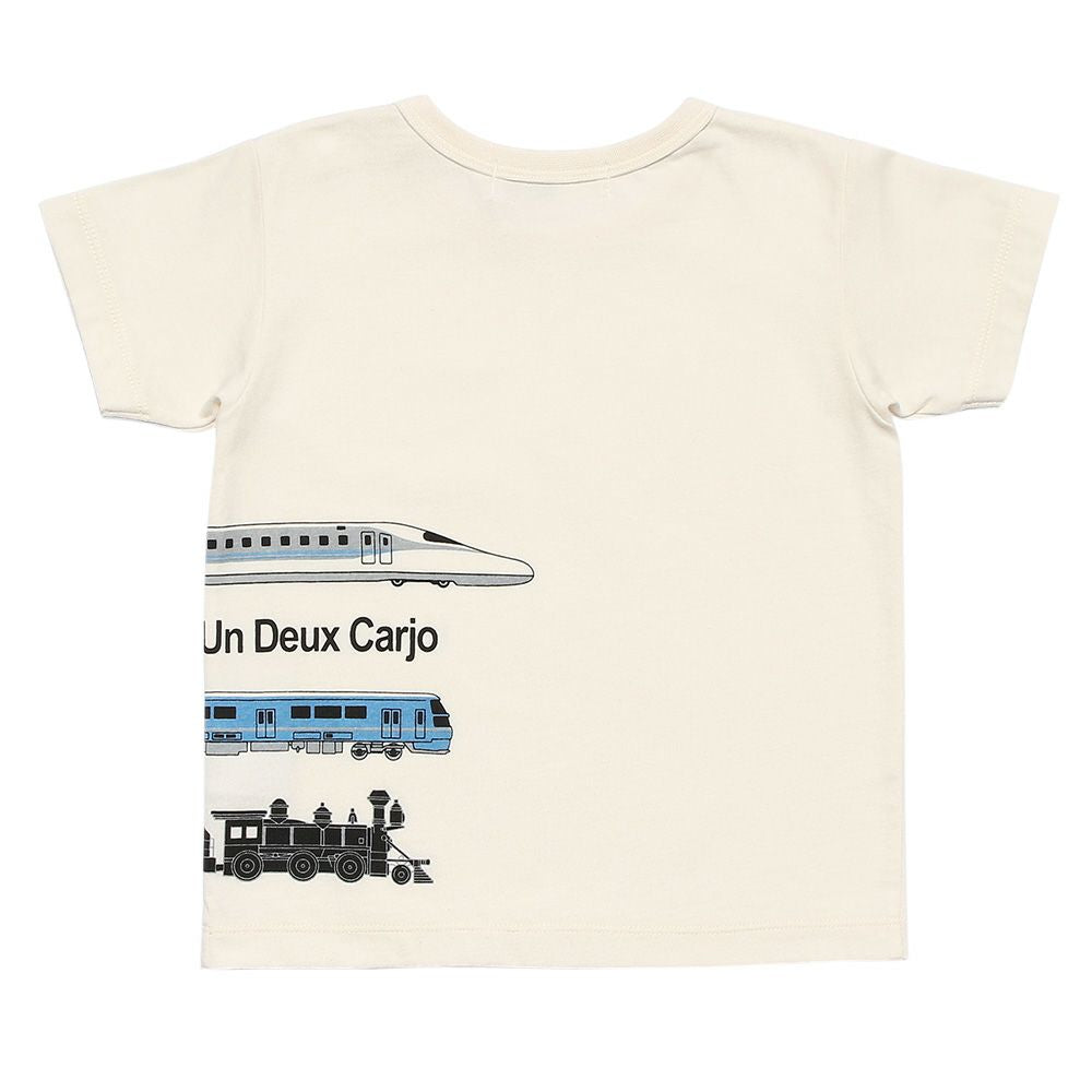 Baby size 100 % cotton vehicle series train print T -shirt Ivory back