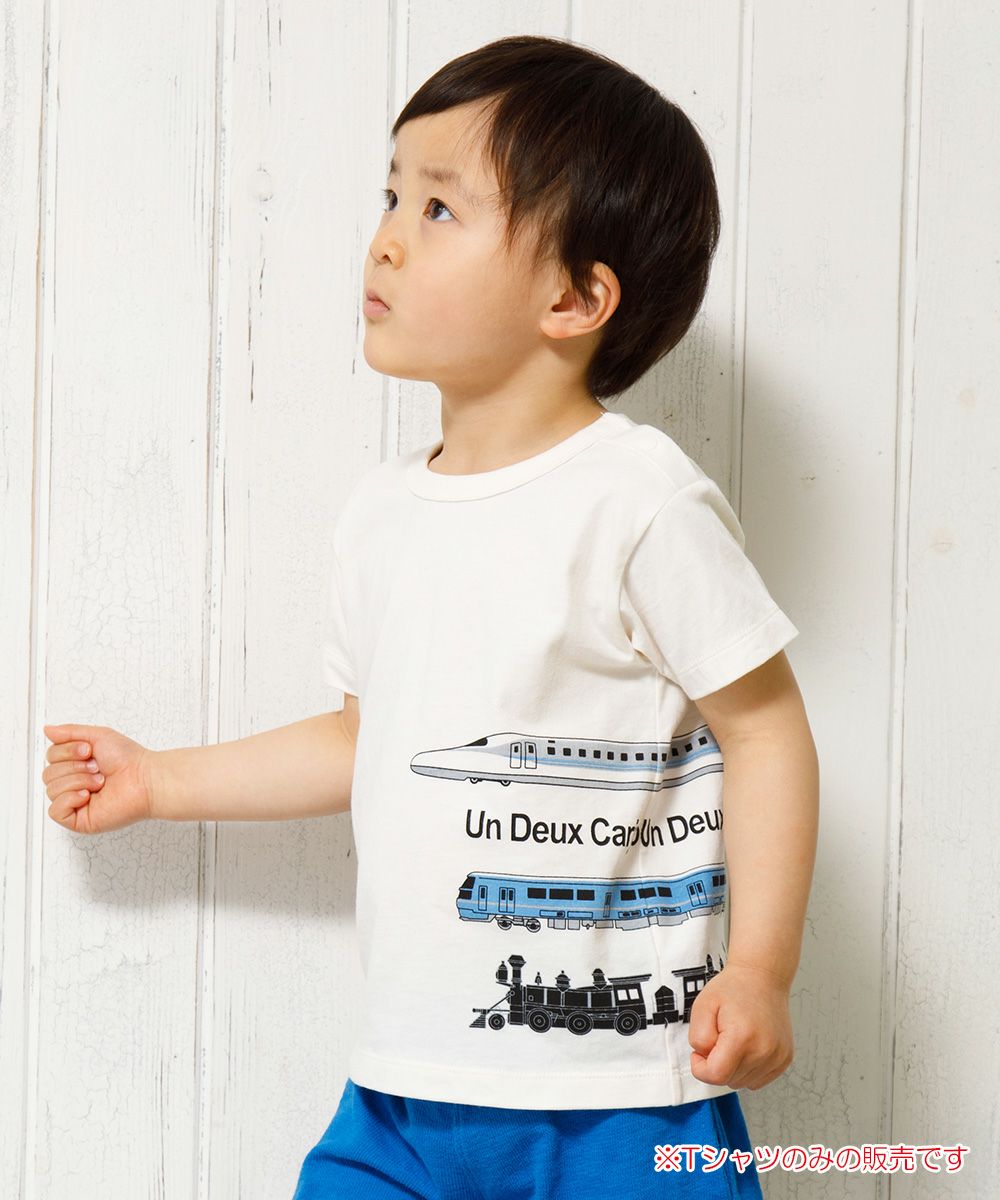 Baby size 100 % cotton vehicle series train print T -shirt Ivory model image 1