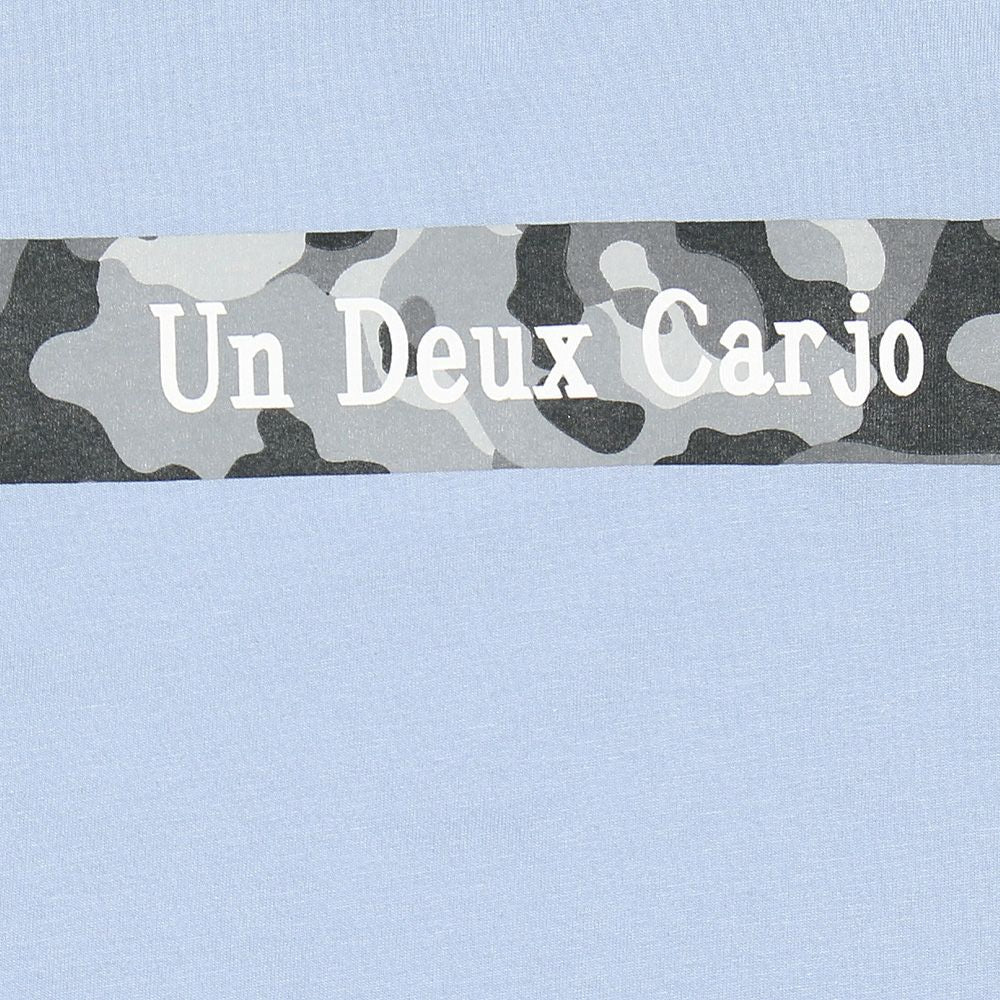 100 % cotton camouflage pattern & logo print T -shirt Blue Design point 1