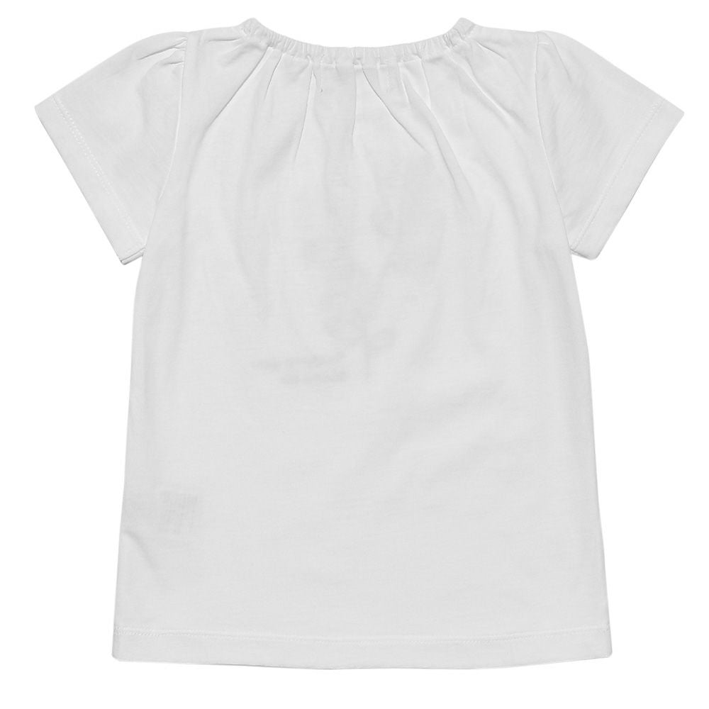 Baby size 100 % cotton T -shirt with flowers and words Off White back