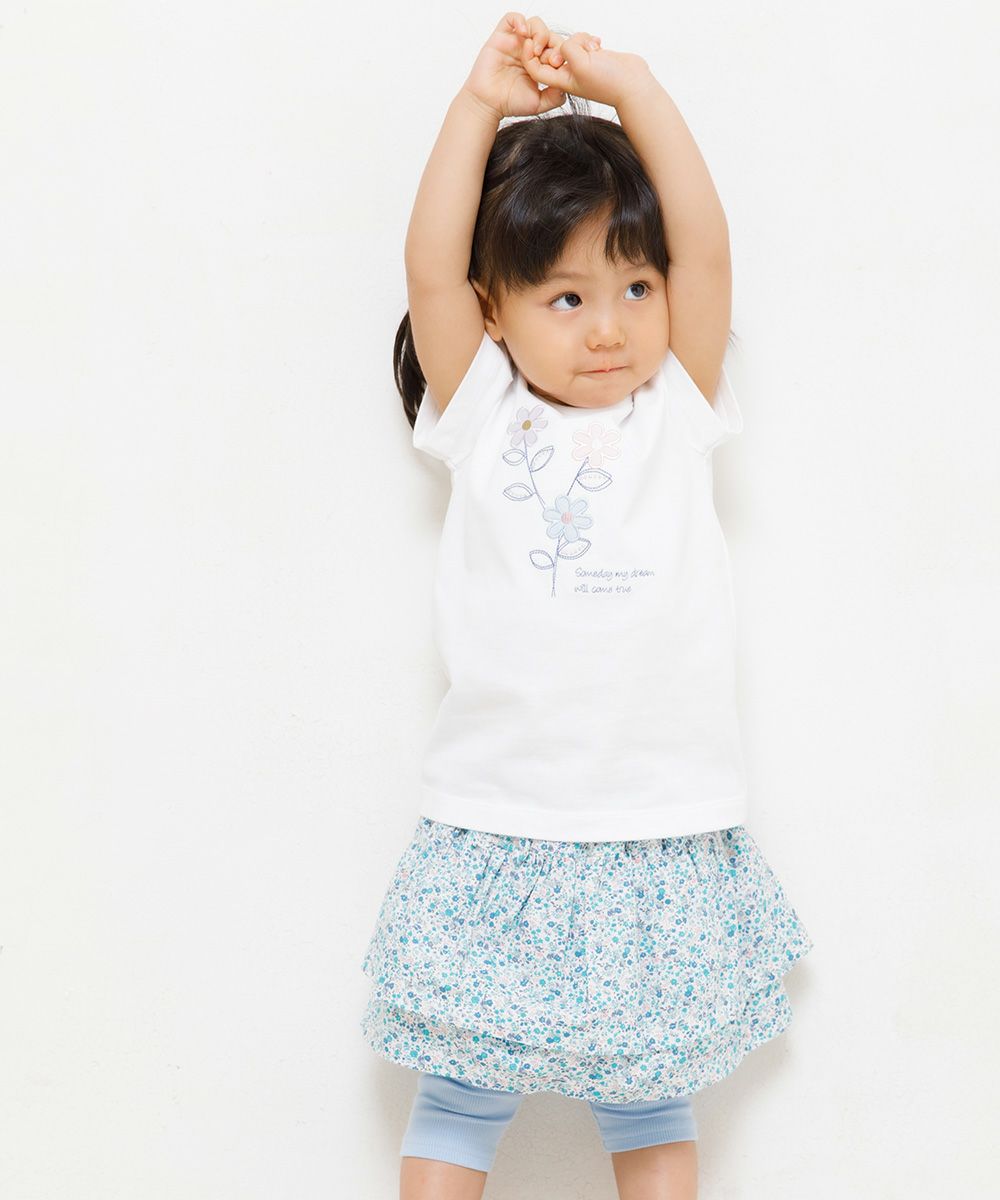 Baby size 100 % cotton T -shirt with flowers and words Off White model image 2