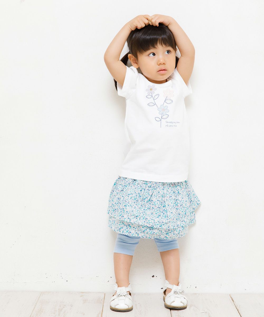 Baby size 100 % cotton T -shirt with flowers and words Off White model image 4