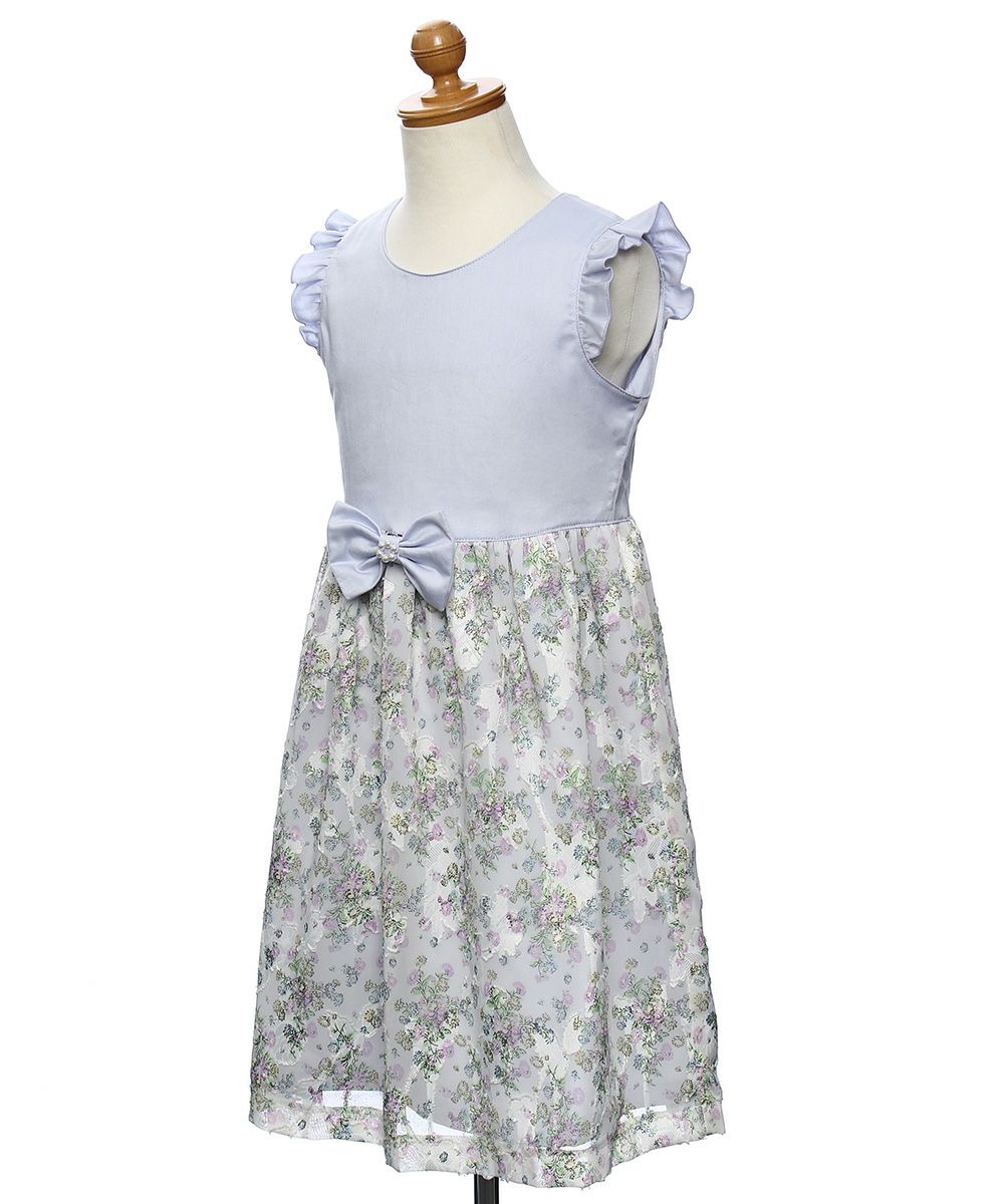 Japan made, floral chiffon dress with removable ribbon Purple torso