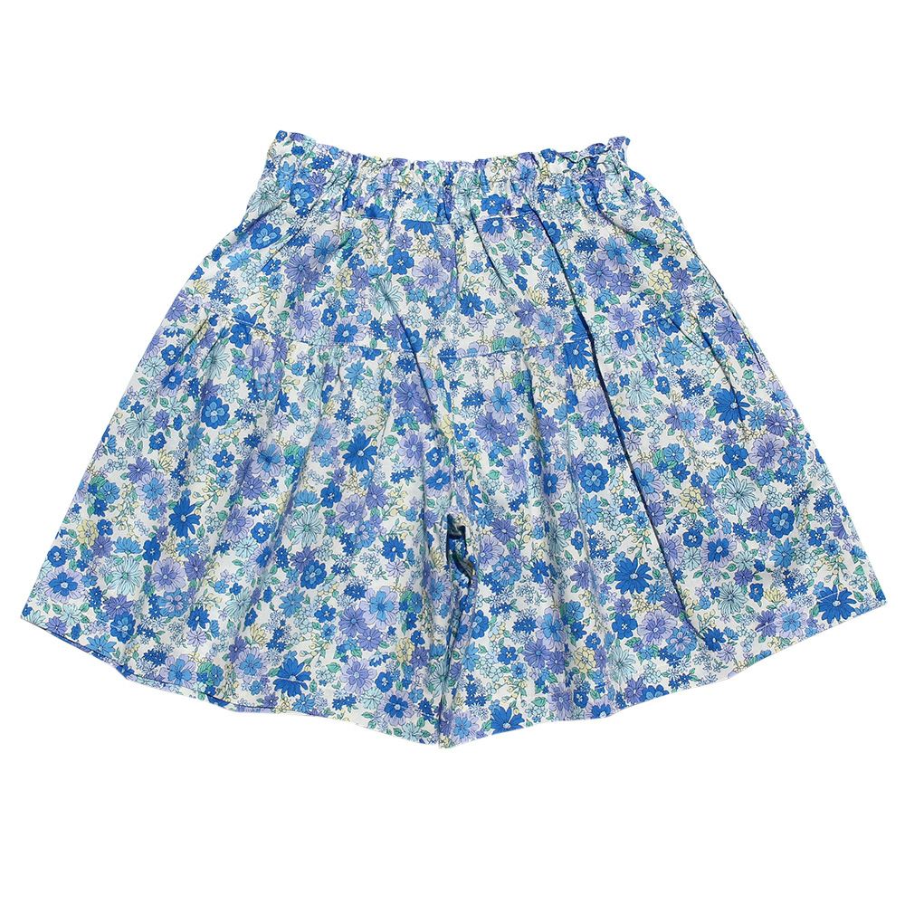 Curotto pants with Japanese floral pattern ribbon Blue back