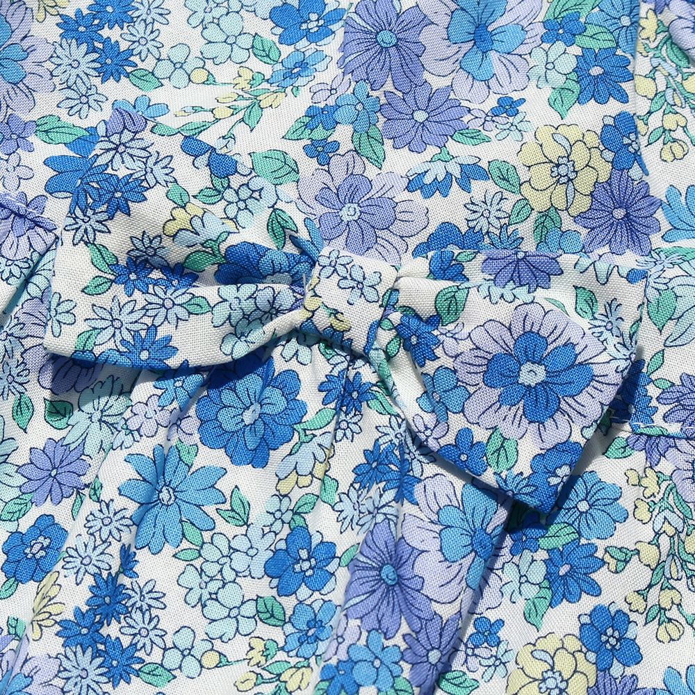 Curotto pants with Japanese floral pattern ribbon Blue Design point 1