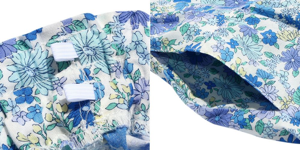 Curotto pants with Japanese floral pattern ribbon Blue Design point 2