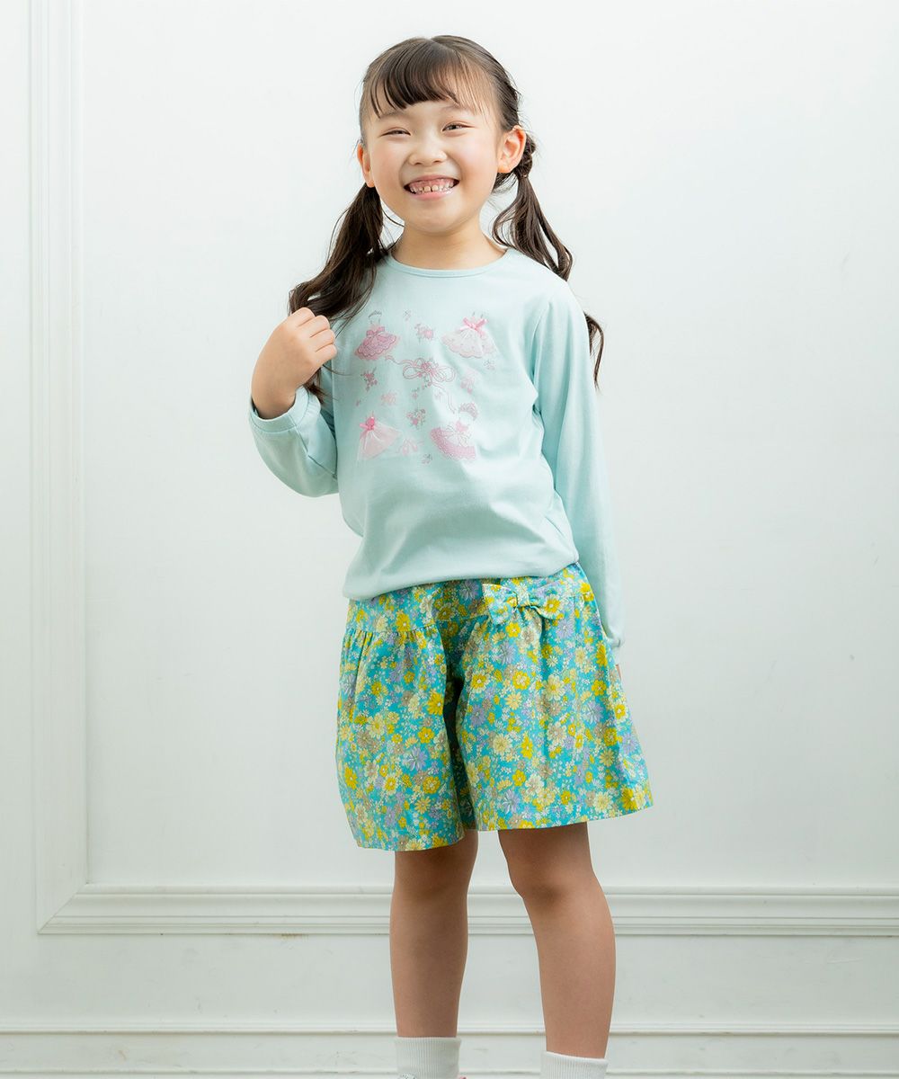 Curotto pants with Japanese floral pattern ribbon Emerald Green model image 2