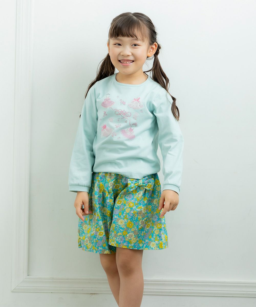 Curotto pants with Japanese floral pattern ribbon Emerald Green model image 3