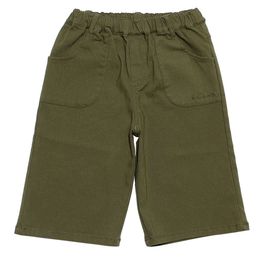 Stretch shorts with waist rubber pockets Khaki front