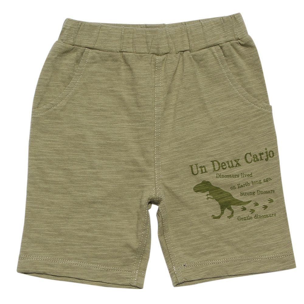 Baby & Kids Cotton 100 % Dinosaur Print Animal Series Half Pants Khaki front