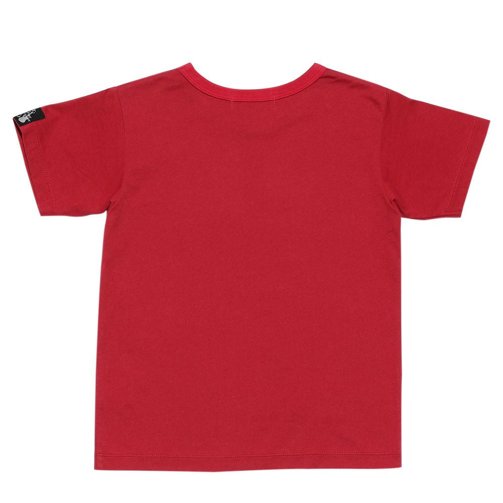 100 % cotton musical instrument series guitar & drum motif print T -shirt Red back