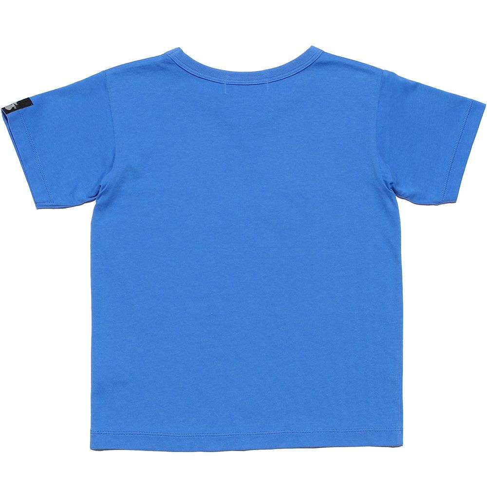 100 % cotton musical instrument series guitar & drum motif print T -shirt Blue back