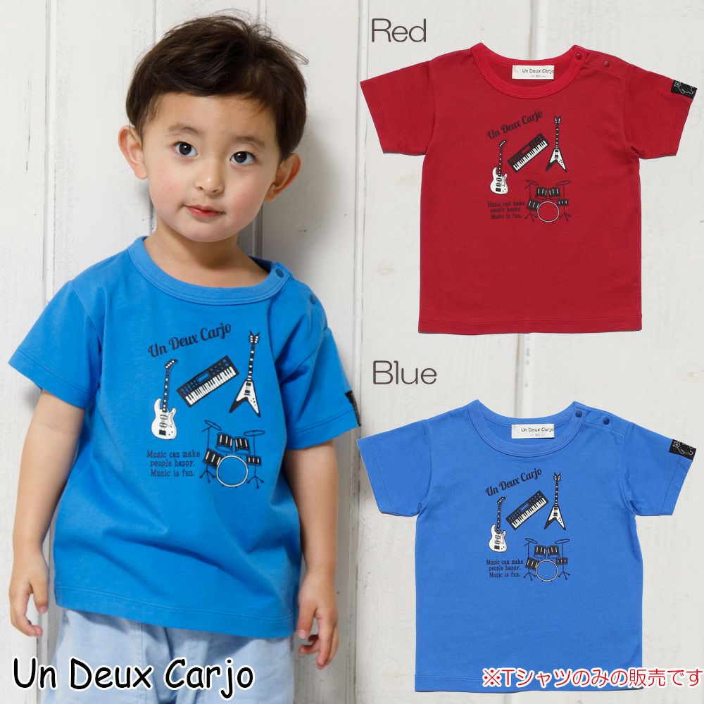 Baby size 100 % cotton musical instrument series guitar & drum motif print T -shirt  MainImage