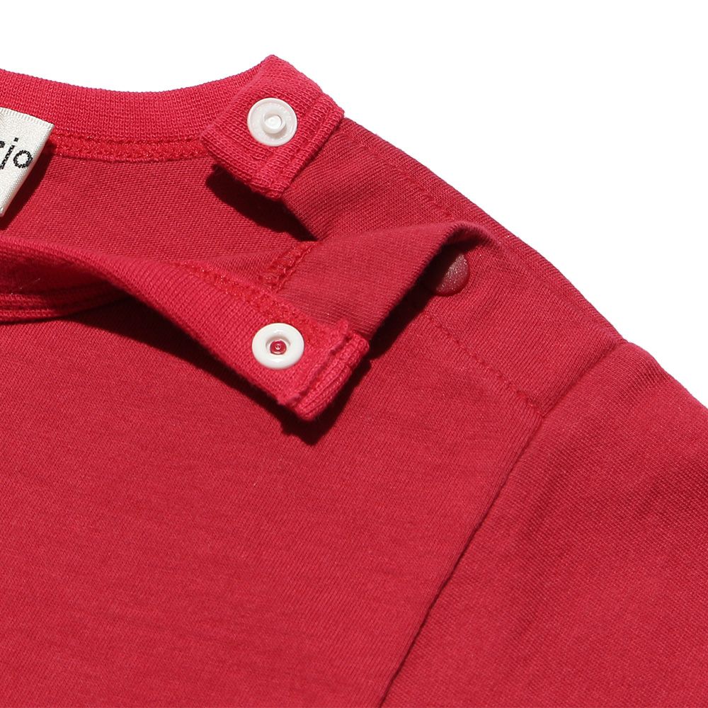 Baby size 100 % cotton musical instrument series guitar & drum motif print T -shirt Red Design point 2