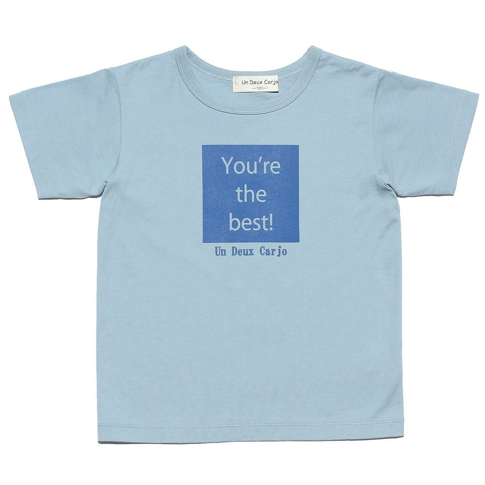 Children's clothing boy 100 % cotton Message logo Print T -shirt Blue (61) front