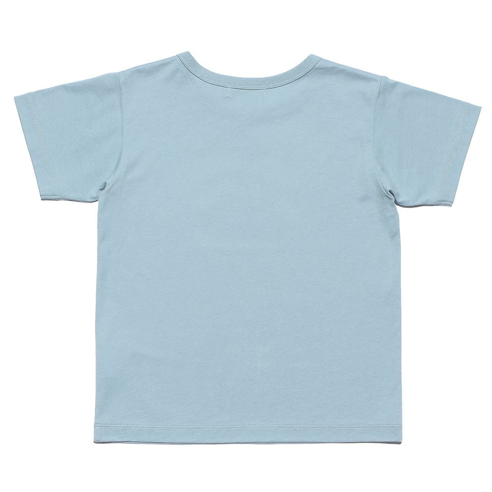 Children's clothing boy 100 % cotton message Logoplint T -shirt blue (61) back