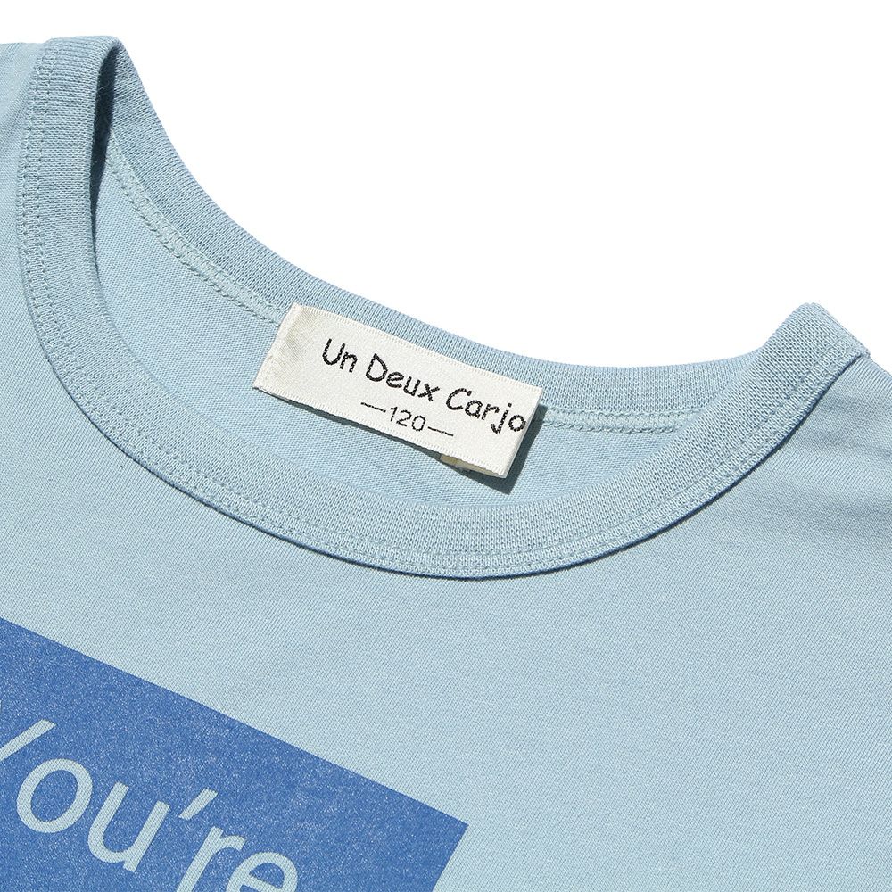 Children's clothing boy 100 % Cotton Message Logo Print T -shirt Blue (61) Design Point 2