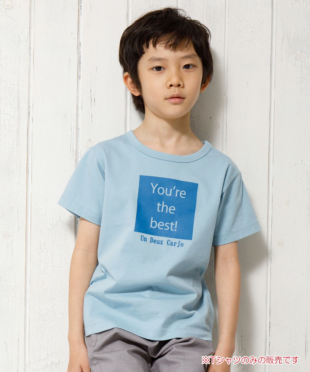 Children's clothing boy 100 % Cotton Message Logo Print T -shirt Blue (61) Model Image 1