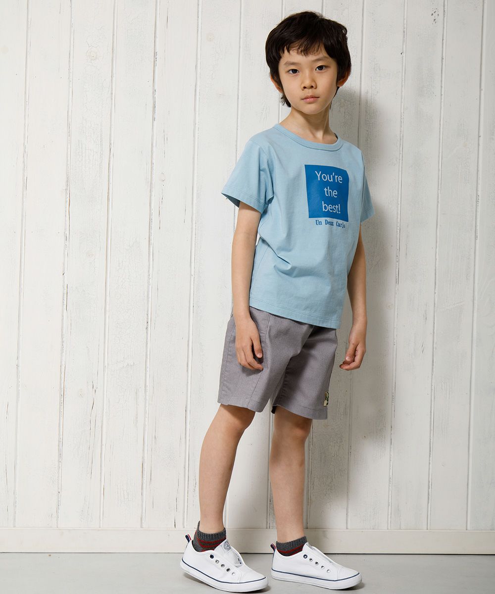 Children's clothing boy 100 % Cotton Message Logo Print T -shirt Blue (61) Model Image 2