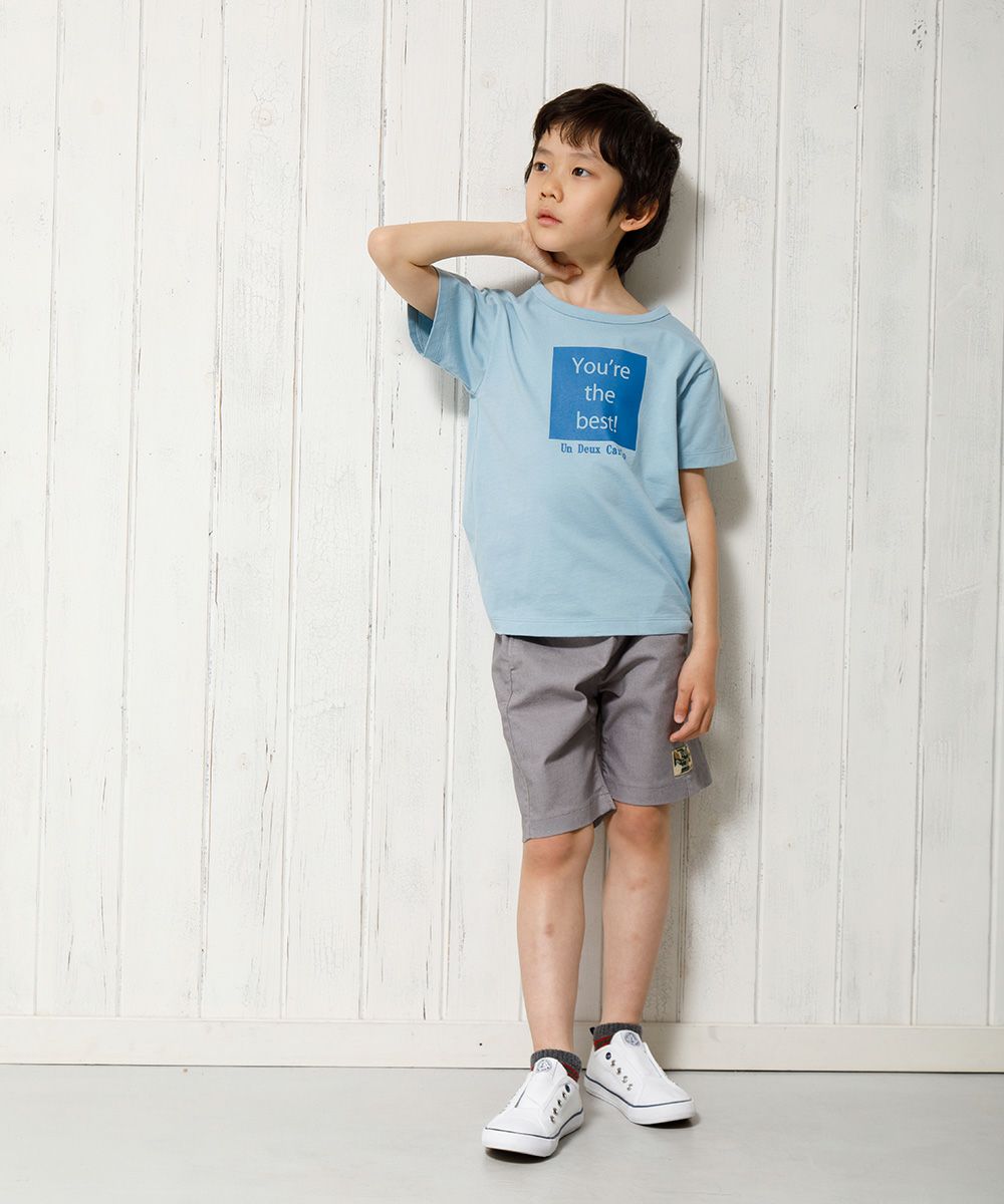 Children's clothing boy 100 % cotton Message logo Print T -shirt Blue (61) Model Image 4
