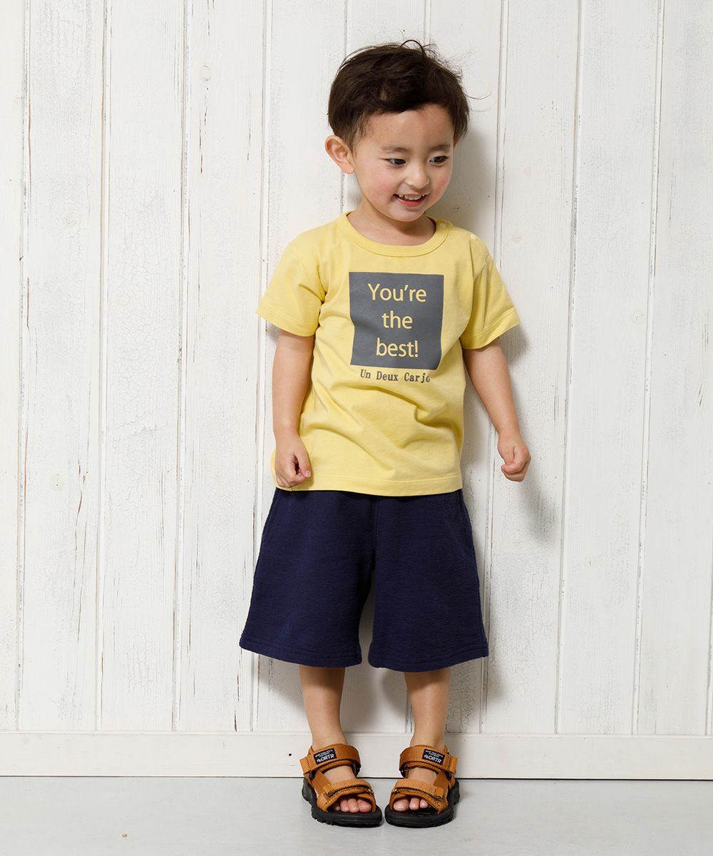 Baby Clothes Boy Baby Baby Size 100 % Cotton Message Log Print T -shirt Yellow (04) Model Image 2