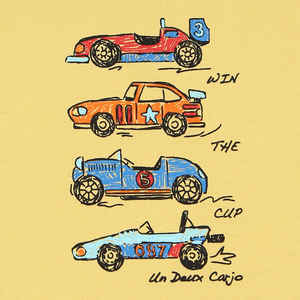 100 % cotton vehicle series car print T -shirt Yellow Design point 1