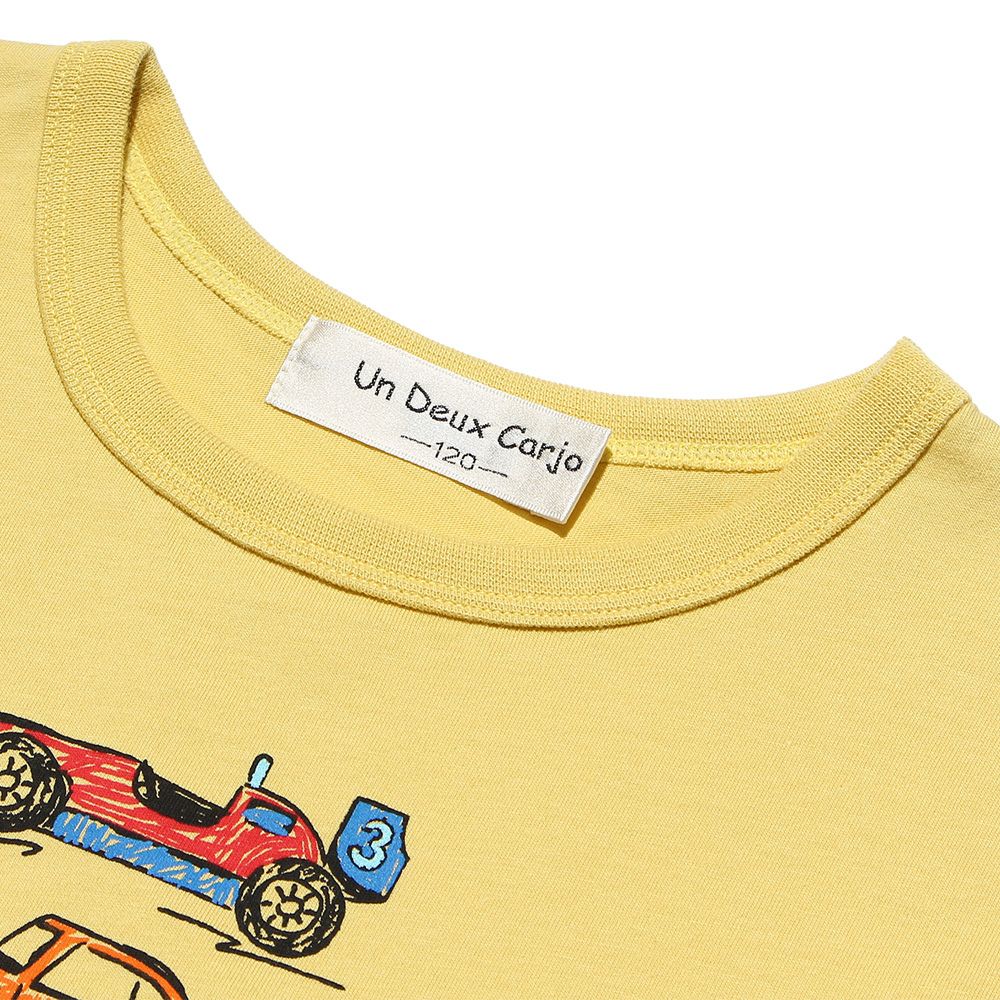 100 % cotton vehicle series car print T -shirt Yellow Design point 2