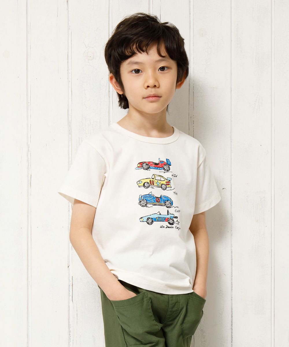 100 % cotton vehicle series car print T -shirt Ivory model image up