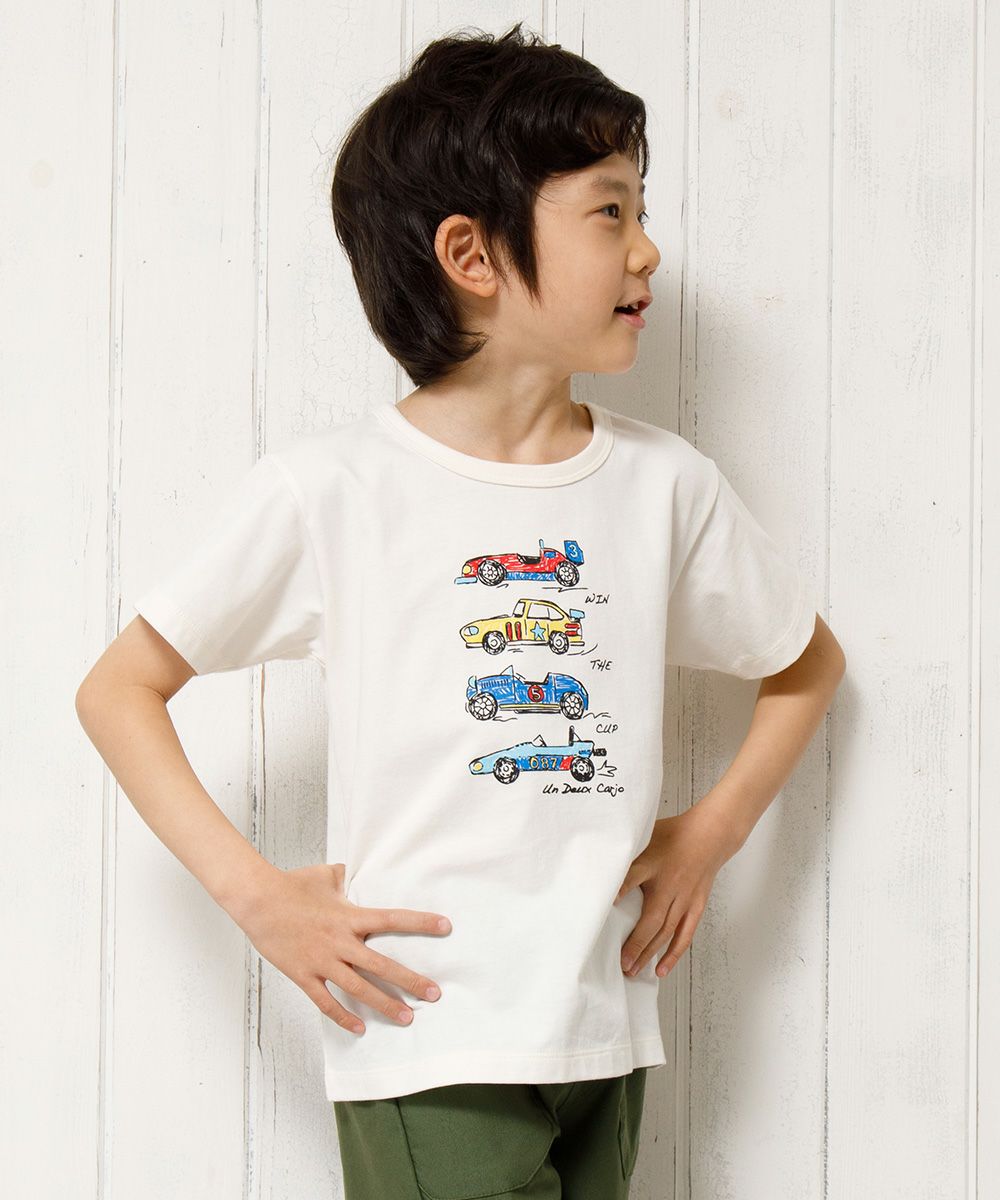 100 % cotton vehicle series car print T -shirt Ivory model image 3