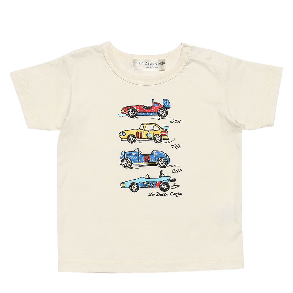 Baby size 100 % cotton vehicle series car print T -shirt Ivory front