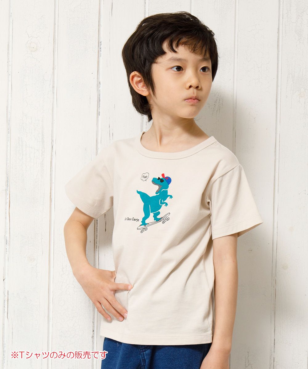 100 % cotton Dinosaur & Skebo Proper Animal Series T -shirt Beige model image 1