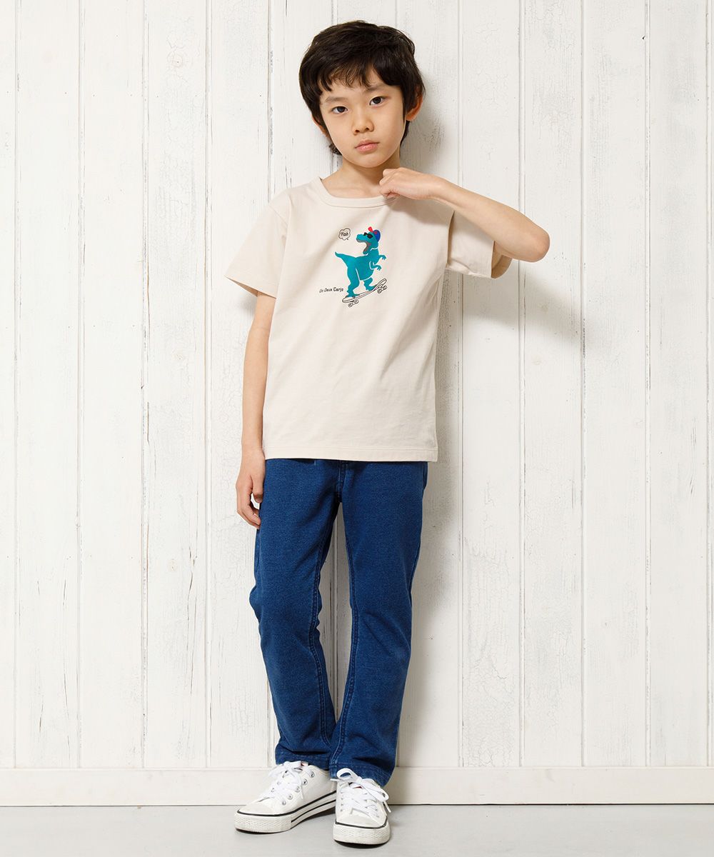 100 % cotton Dinosaur & Skebo Proper Animal Series T -shirt Beige model image 2