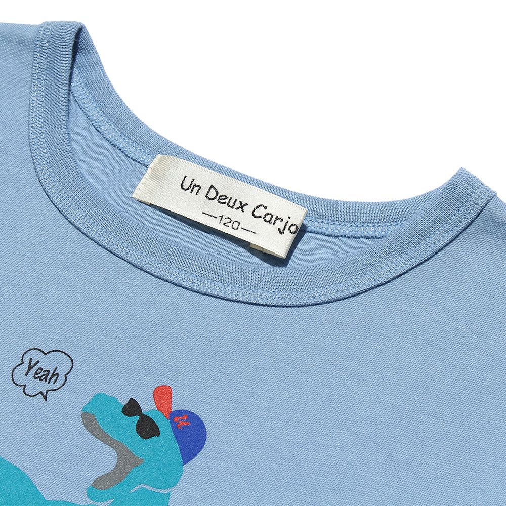 100 % cotton Dinosaur & Skebo Proper Animal Series T -shirt Blue Design point 2